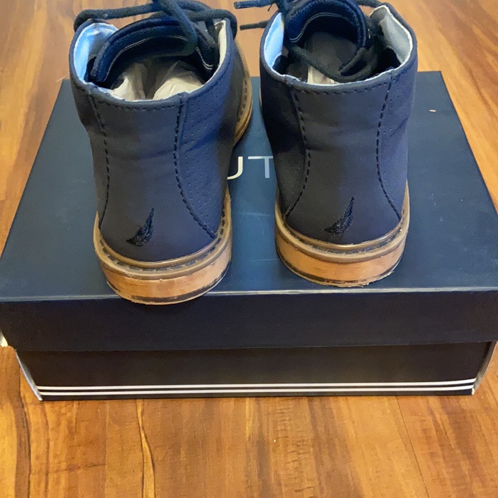 Navy blue suede lace up boot - Picture 8 of 9